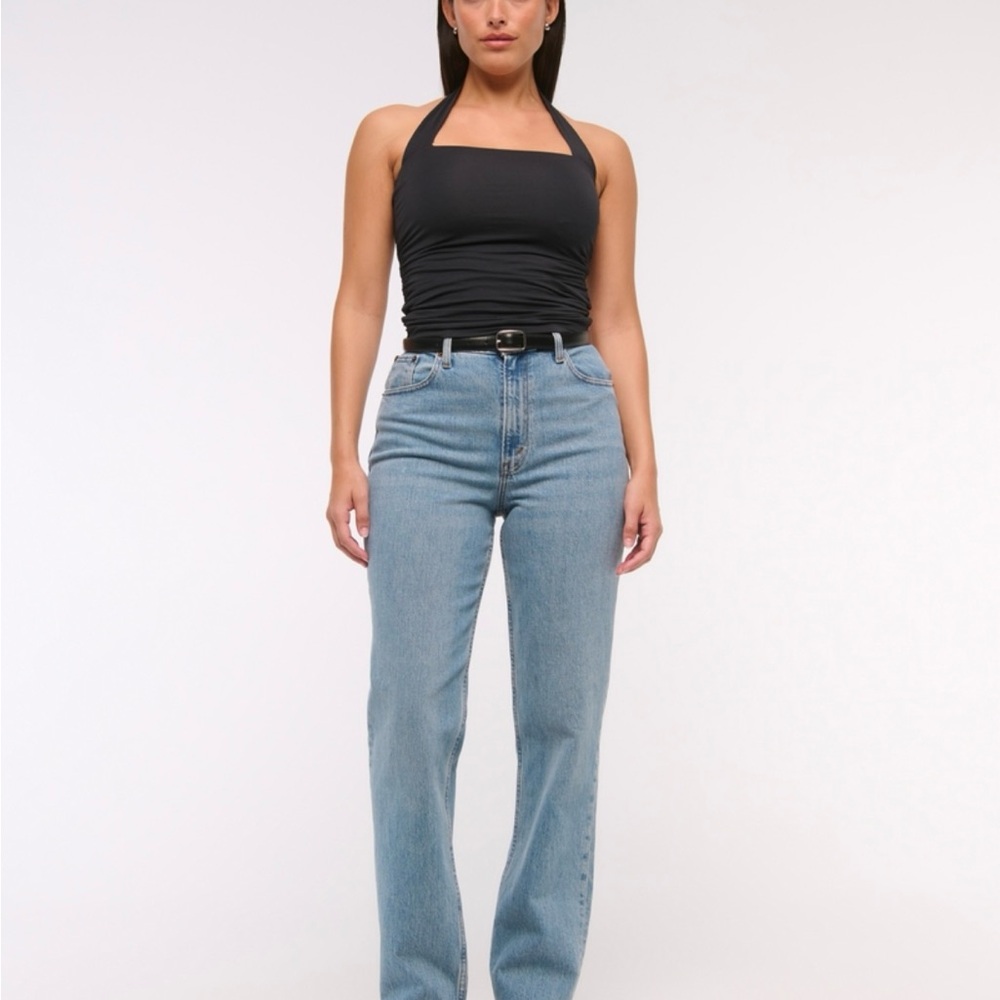 Abercrombie & Fitch Curve Love Ultra High Rise 90s Straight Jeans (32 Extra Long